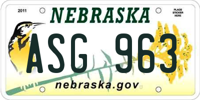 NE license plate ASG963