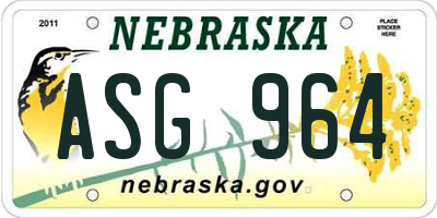 NE license plate ASG964