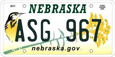 NE license plate ASG967
