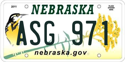 NE license plate ASG971