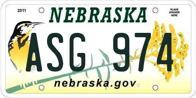 NE license plate ASG974