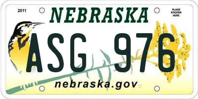 NE license plate ASG976