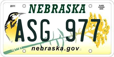 NE license plate ASG977