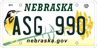 NE license plate ASG990