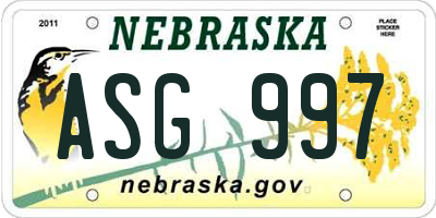 NE license plate ASG997