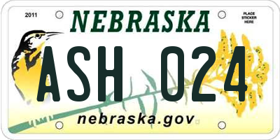 NE license plate ASH024