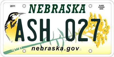 NE license plate ASH027