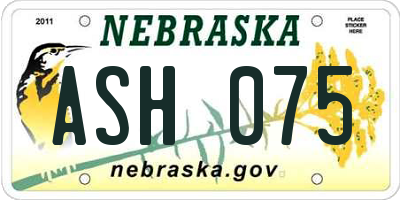 NE license plate ASH075