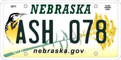NE license plate ASH078