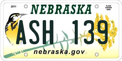 NE license plate ASH139