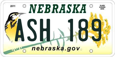 NE license plate ASH189