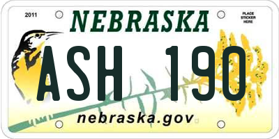 NE license plate ASH190