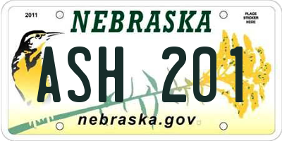 NE license plate ASH201