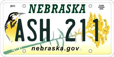 NE license plate ASH211