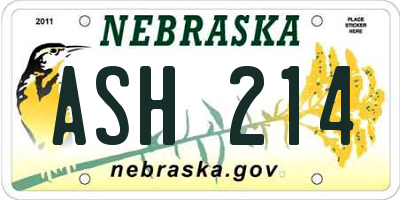 NE license plate ASH214