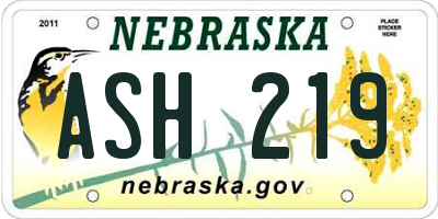 NE license plate ASH219