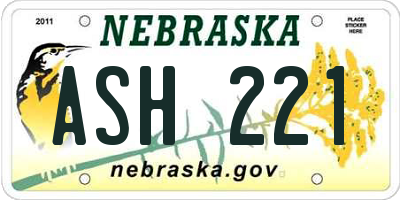 NE license plate ASH221