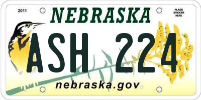 NE license plate ASH224