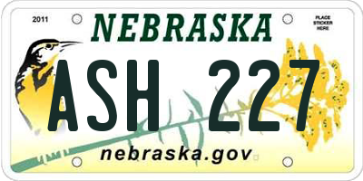 NE license plate ASH227