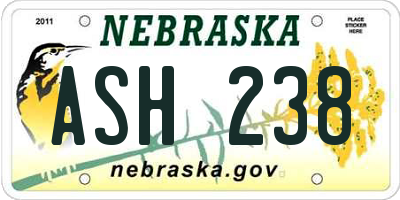 NE license plate ASH238