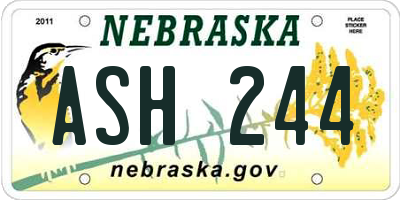 NE license plate ASH244