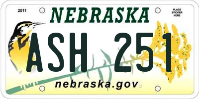 NE license plate ASH251