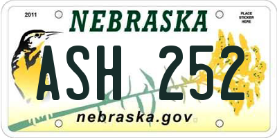 NE license plate ASH252