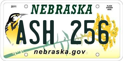 NE license plate ASH256