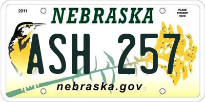 NE license plate ASH257
