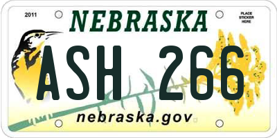 NE license plate ASH266