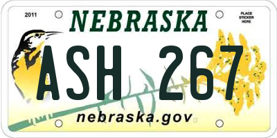 NE license plate ASH267