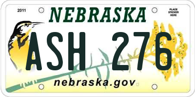 NE license plate ASH276
