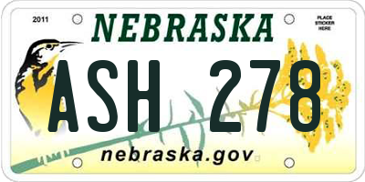 NE license plate ASH278
