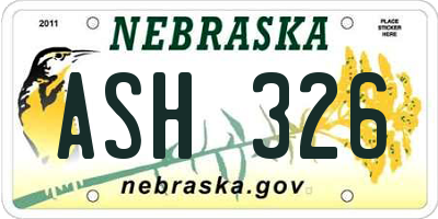 NE license plate ASH326