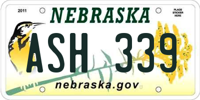 NE license plate ASH339