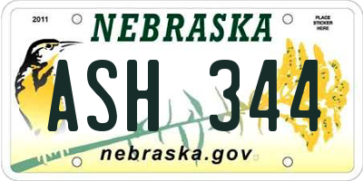 NE license plate ASH344