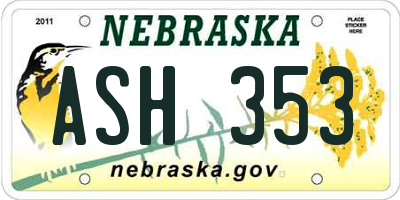 NE license plate ASH353