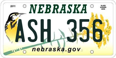 NE license plate ASH356