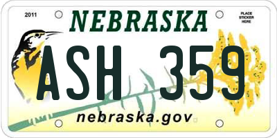 NE license plate ASH359
