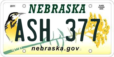 NE license plate ASH377
