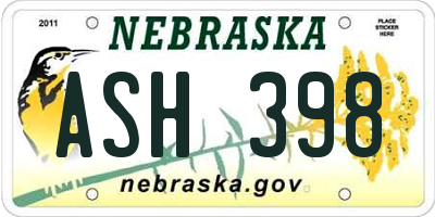 NE license plate ASH398
