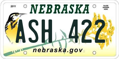 NE license plate ASH422