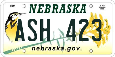 NE license plate ASH423