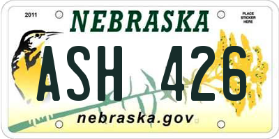 NE license plate ASH426