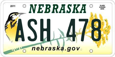 NE license plate ASH478