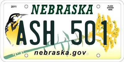 NE license plate ASH501