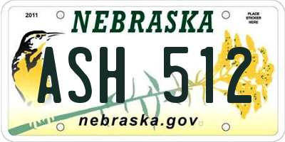 NE license plate ASH512