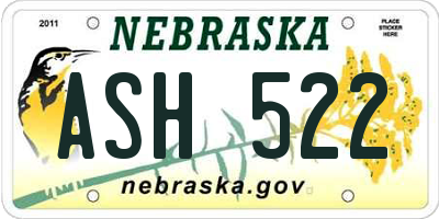 NE license plate ASH522