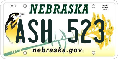 NE license plate ASH523