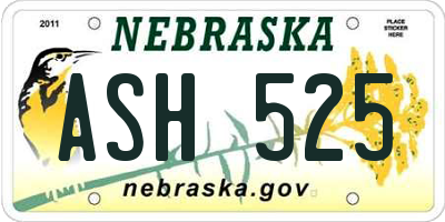 NE license plate ASH525